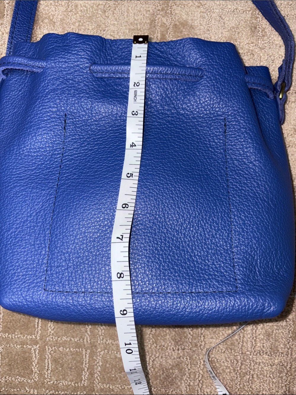Portland Leather Goods small drawstring bucket bag in the color Molino Blue - Picture 6 of 12